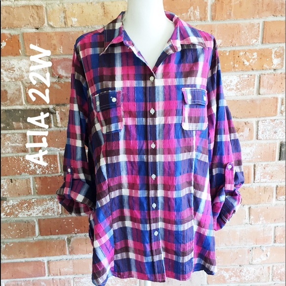 Alia Tops - Plaid Top By ALIA NWOT PLUS 22W